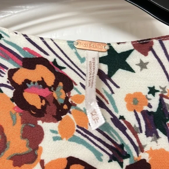 Free People Ivory Floral Print Wrap Blouse/Tunic XS - Picture 3 of 5